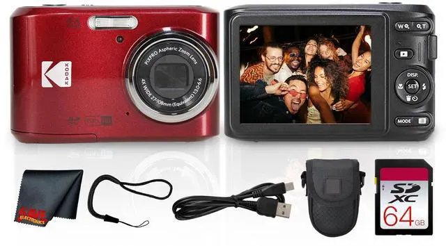 Main image of PIXPRO FZ45 16MP 4X Zoom Digital Camera (Red) (FZ45RD) + Case Bundle | For Travel, Family & Everyday Photography | Wide-Angle Lens | Full HD Video | 4x Optical Zoom + 64GB Memory Card + More
