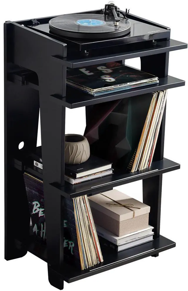 Main image of Soho Record Player Stand, Media Console with Vinyl Storage, Modern Home Organizer, Black