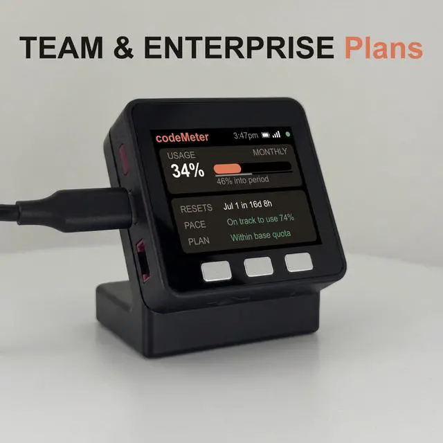 Alt view image 2 of 6 - codeMeter Claude Code Usage Monitor, Supports Pro Max Team & Enterprise Plans, 5 Hour and Weekly Usage Display, Anthropic Usage Meter, Developer Desk Gadget, Vibe Coding Gift (USB-C Orange)