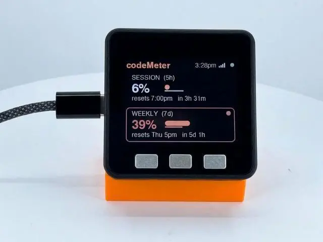 Alt view image 4 of 6 - codeMeter Claude Code Usage Monitor, Supports Pro Max Team & Enterprise Plans, 5 Hour and Weekly Usage Display, Anthropic Usage Meter, Developer Desk Gadget, Vibe Coding Gift (USB-C Orange)