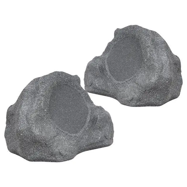 Main image of Pair of 2-Way 8" High Fidelity Passive Outdoor Rock Speakers, Weather-Resistant, 70V/100V/8-Ohm, Commercial Installation for Garden, Yard, Deck, Gray (ROCK-82G-PAIR)