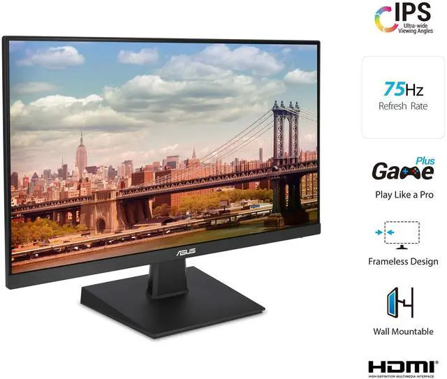 Alt view image 2 of 7 - 27 Inch Desktop Monitor - Full HD (1920 x 1080), IPS, 75Hz, Adaptive-Sync, HDMI, D-Sub, Frameless - VA27EHE | HDMI, 75Hz, 27 Inch, IPS, Adaptive-Sync, D-Sub, Frameless