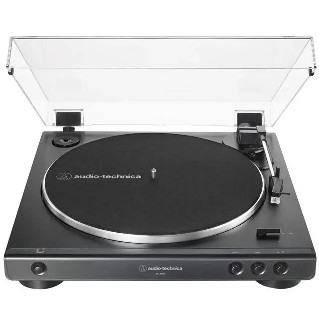 Alt view image 2 of 6 - AT-LP60X-BK Fully Automatic Belt-Drive Stereo Turntable 33-1/3 & 45 RPM Black with Essentials Bundle Includes Protective Turntable Platter and Vinyl Record Cleaning System