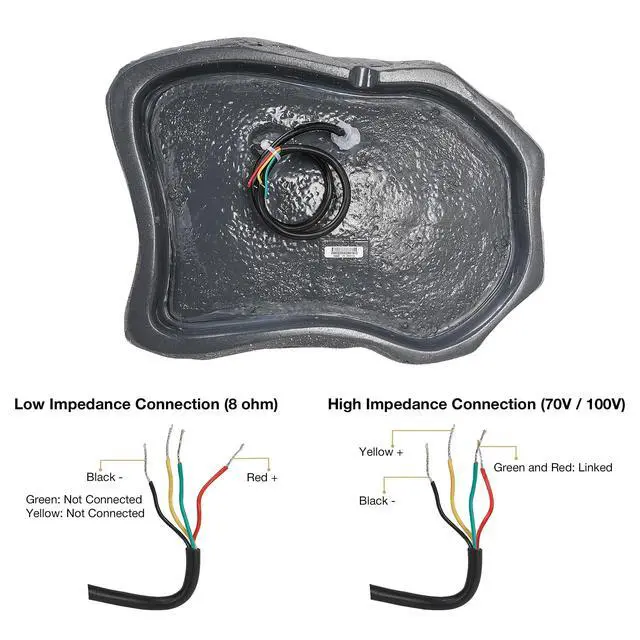 Alt view image 6 of 6 - Pair of 2-Way 8" High Fidelity Passive Outdoor Rock Speakers, Weather-Resistant, 70V/100V/8-Ohm, Commercial Installation for Garden, Yard, Deck, Gray (ROCK-82G-PAIR)
