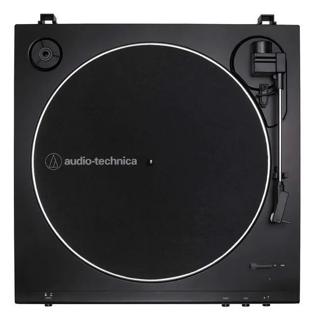 Alt view image 4 of 6 - AT-LP60X-BK Fully Automatic Belt-Drive Stereo Turntable 33-1/3 & 45 RPM Black with Essentials Bundle Includes Protective Turntable Platter and Vinyl Record Cleaning System