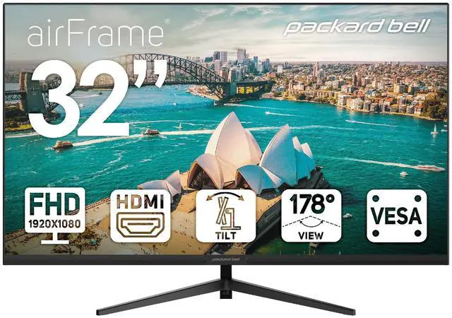 Main image of airFrame 32" FHD Monitor, 1920x1080, Ultrawide, VESA Mount Compatible, Tilt Adjustment, HDMI/VGA, Slim Bezel, for Home, Office, and Light Gaming