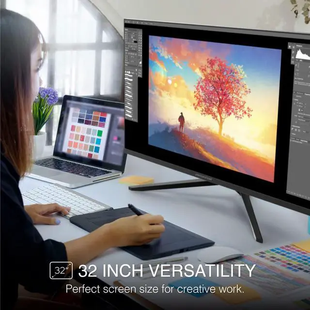 Alt view image 3 of 6 - airFrame 32" FHD Monitor, 1920x1080, Ultrawide, VESA Mount Compatible, Tilt Adjustment, HDMI/VGA, Slim Bezel, for Home, Office, and Light Gaming