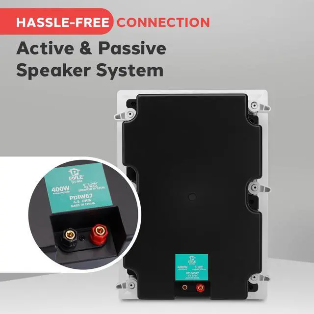 Alt view image 4 of 7 - Ceiling Wall Mount Enclosed Speaker - 400 Watt Stereo In-wall / In-ceiling 8" Enclosed Full Range Deep Bass Speaker System - 50Hz-20kHz Frequency Response, 4-8 Ohm, Flush Mount - PDIW87 White