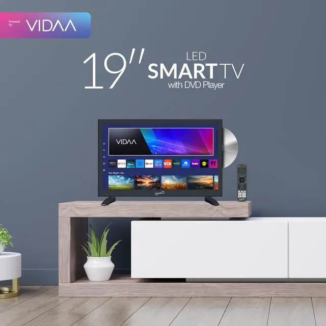 Alt view image 4 of 7 - SC-1926DVD 19-inch LED Smart HDTV w/DVD Player, 3X HDMI, 1080p, WiFi, USB, AC/DC Compatible for Home, Kitchen, or RV Camper, DC Car Cord Included (SC-1926SDVD 19 Smart TV/DVD Combo)
