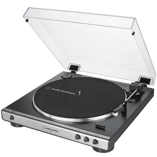 Alt view image 3 of 7 - AT-LP60X-GM Fully Automatic Belt-Drive Turntable 33-1/3 & 45 RPM -Gunmetal/Black Bundle with Deco Gear Master Guide, Vinyl Record Cleaning Kit, 12" Silicone Rubber Platter Mat