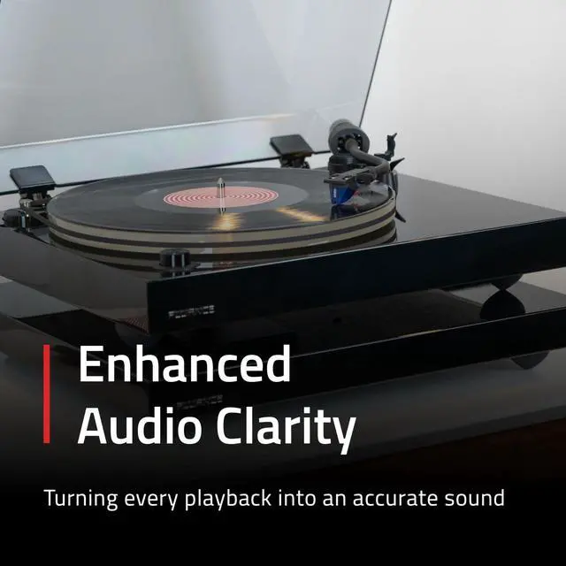 Alt view image 6 of 7 - IB40 Turntable Isolation Base Anti-Vibration Wood Platform for Enhanced Sound Clarity and Superior Damping with Height Adjustable Feet, Bubble Level, Universal Compatibility- Piano Black