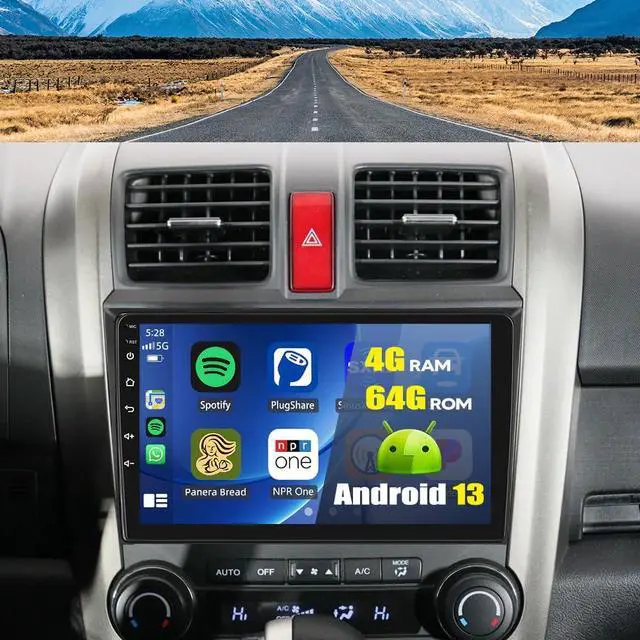 Main image of 4+64G Car Radio Stereo for Honda CRV 2007-2011, 9in Touch Screen | Android 13 Head Unit with CarPlay/Android Auto, Support WiFi Bluetooth Backup Camera FM SWC