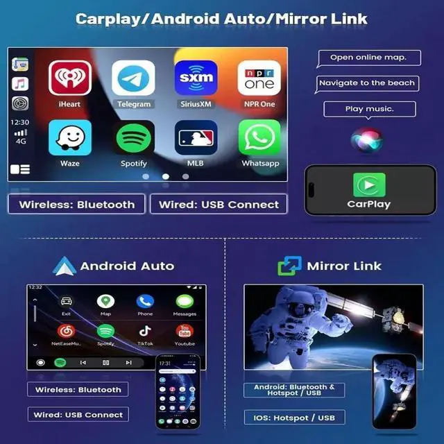Alt view image 4 of 7 - Android 14 Car Stereo for Ford Windstar 1999-2003 Radio Upgrade 10 inch Touchscreen Double Din Radio for Ford Windstar Car Radio Backup Camera with Wireless Carplay Bluetooth FM DSP GPS Navi, 4+64G