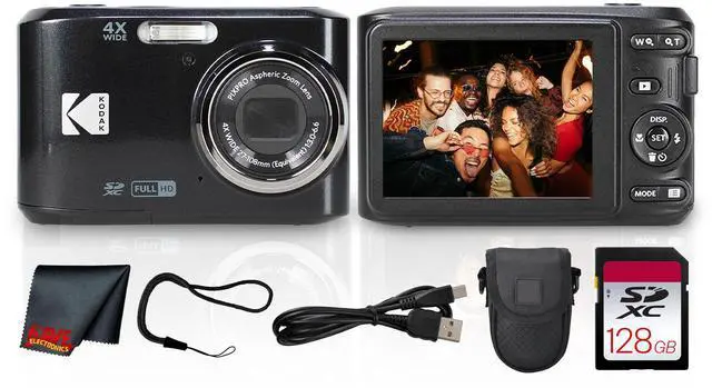 Main image of PIXPRO FZ45 4X Zoom Camera (Black) (FZ45BK) + Cleaning Cloth Bundle | For Travel, Family & Everyday Photography | Wide-Angle Lens | Full HD Video | 16MP | 4x Optical Zoom + 128GB Memory Card