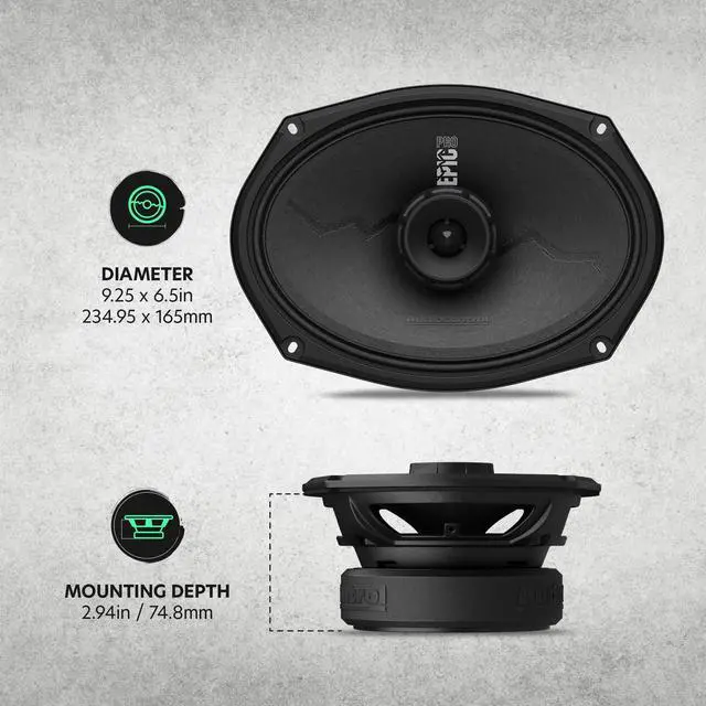 Alt view image 7 of 7 - EPICPRO69CX 6x9 300W Coaxial Car Audio Speakers Set (Pair) | 4 Ohms, Combined Midrange + Tweeter, Rear & Front Door Mounting for Vehicles & Truck, Full Range Pro High SPL Sound System
