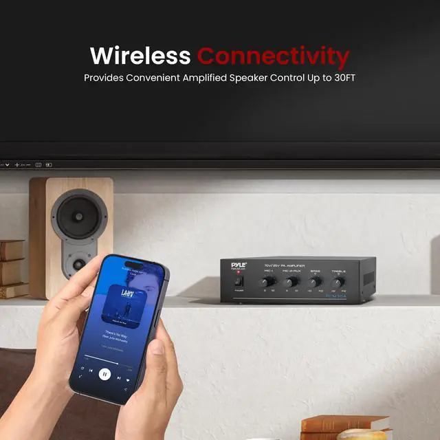 Alt view image 4 of 7 - Compact 60 Watt Power Amplifier - Office, Home, Public Address System w/ RCA, 2 Microphone IN, 25/70 Volt Outputs, LED, Input Selector, Mic Talkover, Telephony, Music On Hold - PCM30A