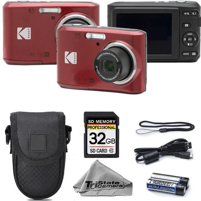 Main image of Kodak PIXPRO FZ45 Digital Camera, 16MP Compact Point & Shoot, 4X Optical Zoom, 27mm Wide Angle Lens, 1080P Full HD Video, Red + Camera Case & 32GB SD Card