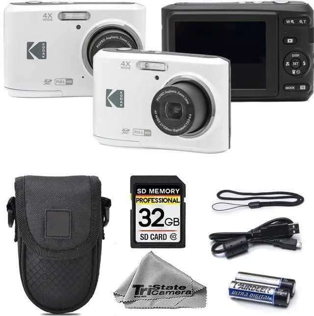Main image of Kodak PIXPRO FZ45 Digital Camera, 16MP Compact Point & Shoot, 4X Optical Zoom, 27mm Wide Angle Lens, 1080P Full HD Video, White + Camera Case & 32GB SD Card
