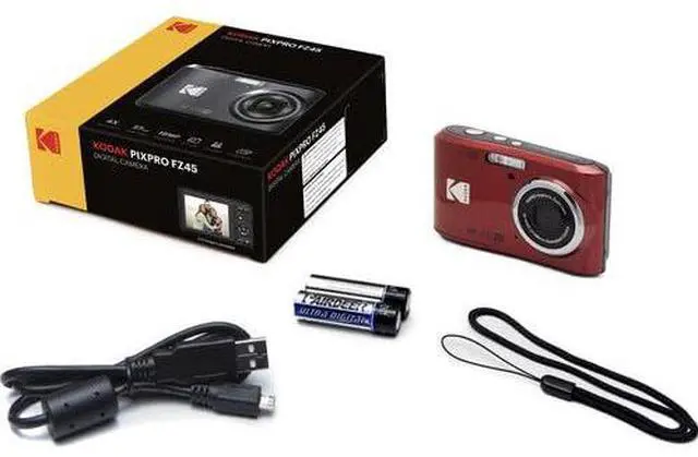 Alt view image 5 of 5 - Kodak PIXPRO FZ45 Digital Camera, 16MP Compact Point & Shoot, 4X Optical Zoom, 27mm Wide Angle Lens, 1080P Full HD Video, Red + Camera Case & 32GB SD Card