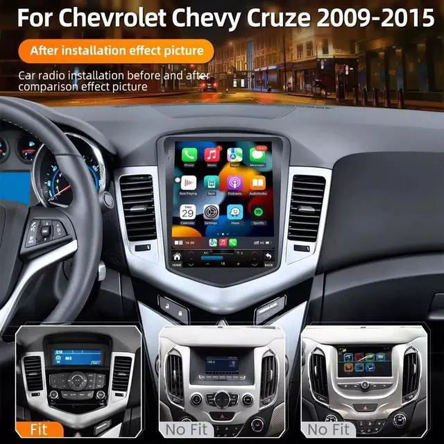 Alt view image 2 of 7 - Car Radio Stereo for Chevy Cruze 2009 2010 2011 2012 2013 2014 2015 Android 13 9.7 Inch Screen Car in-Dash GPS Navigation RAM 2GB ROM 64GB with Carplay WiFi Free Camera