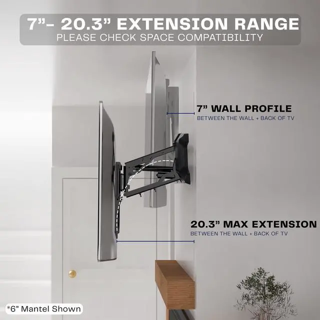 Alt view image 4 of 7 - Motorized TV Wall Mount for 37 to 70 inch Screen up to 77 lbs, Above Fireplace Height Adjustable Electric Pull Down Mantel Bracket, Black, MOUNT-E-M070R