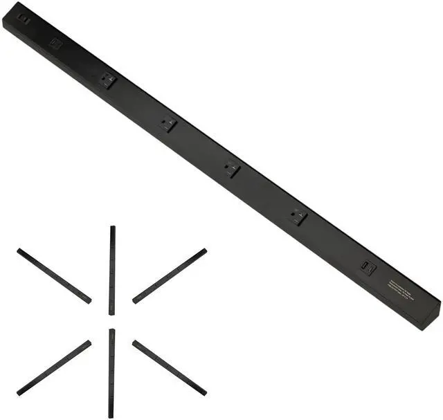 Main image of Atom Power Strip 40 Inch 120V Low Profile with 4 Tamper Resistant Receptacles USB-A USB-C Hardwired Under Cabinet Black Finish Indoor Use ATOM-120V-40-BK (2 Pack)