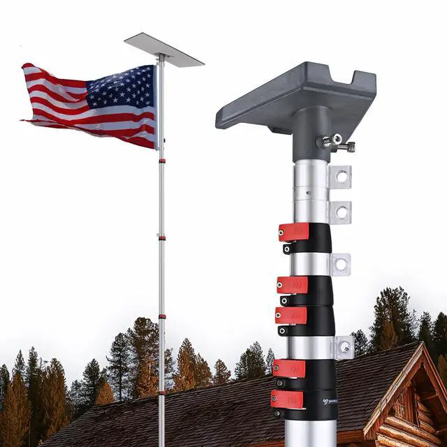 Main image of EZ GO 30ft Starlink Gen 3 Ground Pole Mount Kit with Adapter | Telescopic Flagpole Mount for Outside House Inground Tailgating Outdoor Camping Silver