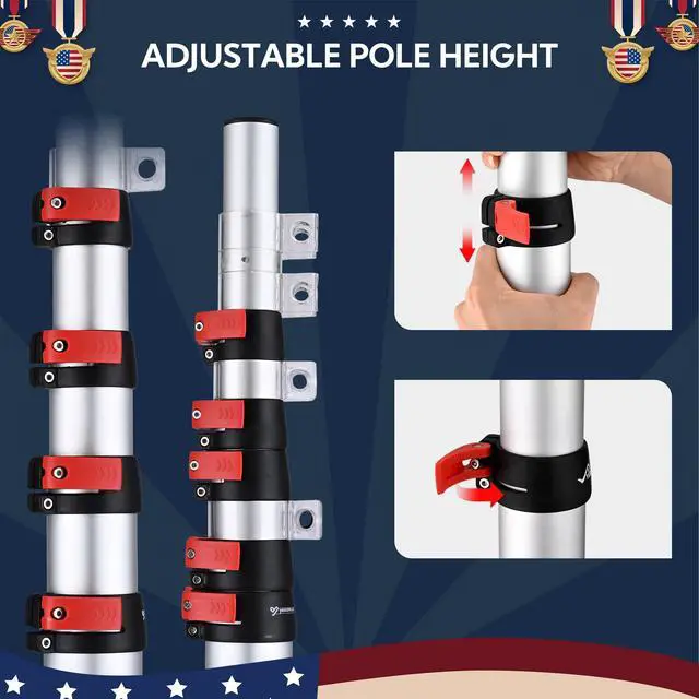 Alt view image 4 of 7 - EZ GO 30ft Starlink Gen 3 Ground Pole Mount Kit with Adapter | Telescopic Flagpole Mount for Outside House Inground Tailgating Outdoor Camping Silver