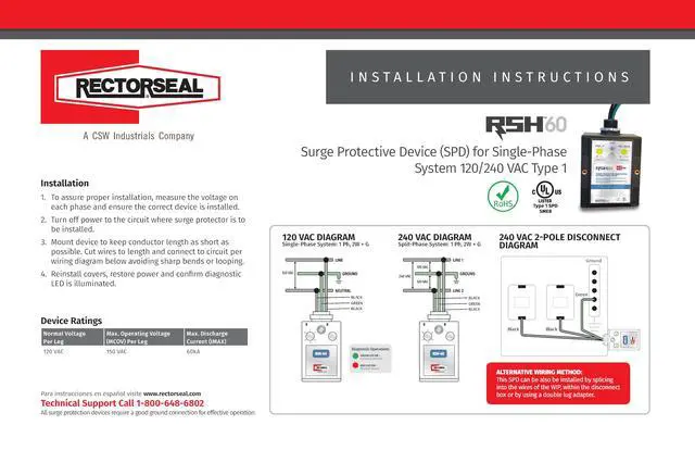 Alt view image 3 of 4 - RSH Surge Protectors 96416 Surge Protector, Multi-Use, Electrical, 120-240 VAC