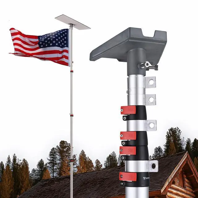 Main image of EZ GO 25ft Starlink Gen 3 Ground Pole Mount Kit with Adapter | Telescopic Flagpole Mount for Outside House Inground Tailgating Outdoor Camping Silver