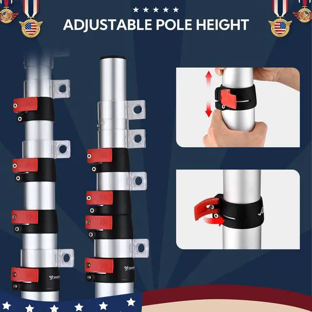 Alt view image 4 of 7 - EZ GO 25ft Starlink Gen 3 Ground Pole Mount Kit with Adapter | Telescopic Flagpole Mount for Outside House Inground Tailgating Outdoor Camping Silver