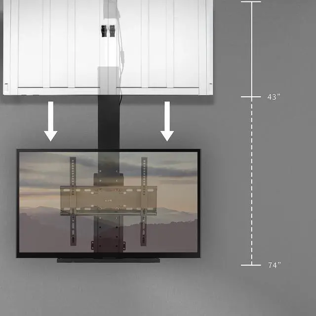 Alt view image 5 of 7 - Black Drop Down Ceiling TV Mount for 32 to 55 in Screens, MOUNT-E-DN55 | Motorized Flip Down TV Mount, Electric Television Bracket with Remote Control, Compact Design for Enclosures, Holds 99 lbs