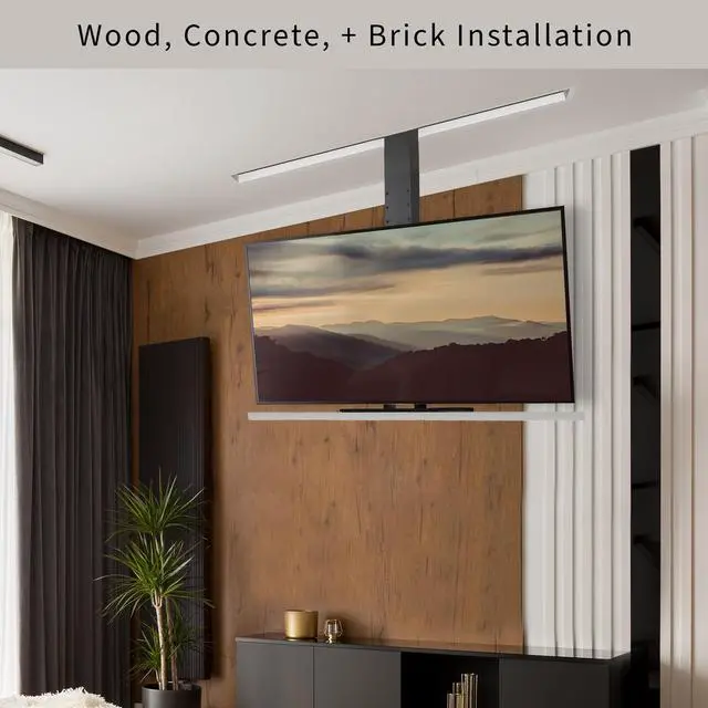 Alt view image 4 of 7 - Black Drop Down Ceiling TV Mount for 32 to 55 in Screens, MOUNT-E-DN55 | Motorized Flip Down TV Mount, Electric Television Bracket with Remote Control, Compact Design for Enclosures, Holds 99 lbs