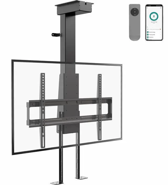 Main image of Motorized Drop Down Ceiling TV Mount for 37 to 65 inch Screens, Vertical Electric Television Bracket with Remote Control, Compact Design for Enclosures, Holds 132 lbs, Black, MOUNT-E-DN65