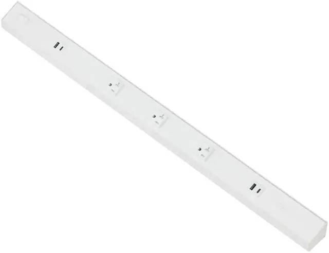 Main image of Atom Power Strip 30 Inch 120V Low Profile with 3 Tamper Resistant Receptacles USB-A USB-C Hardwired Under Cabinet White Finish Indoor Use ATOM-120V-30-WH (2 Pack)