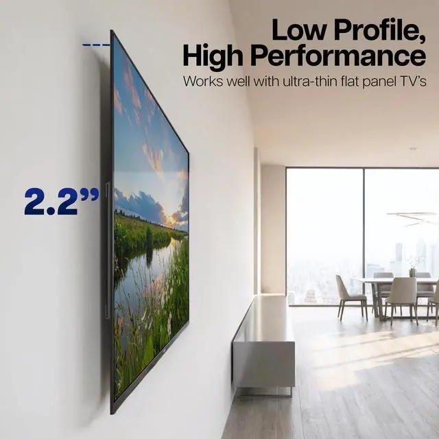 Alt view image 3 of 7 - Steel Low Profile Electric TV Wall Mount for 32 to 75 inch LCD LED Plasma Screens, Motorized Swing TV Bracket with 90 Degree Swivel, MOUNT-E-WM075