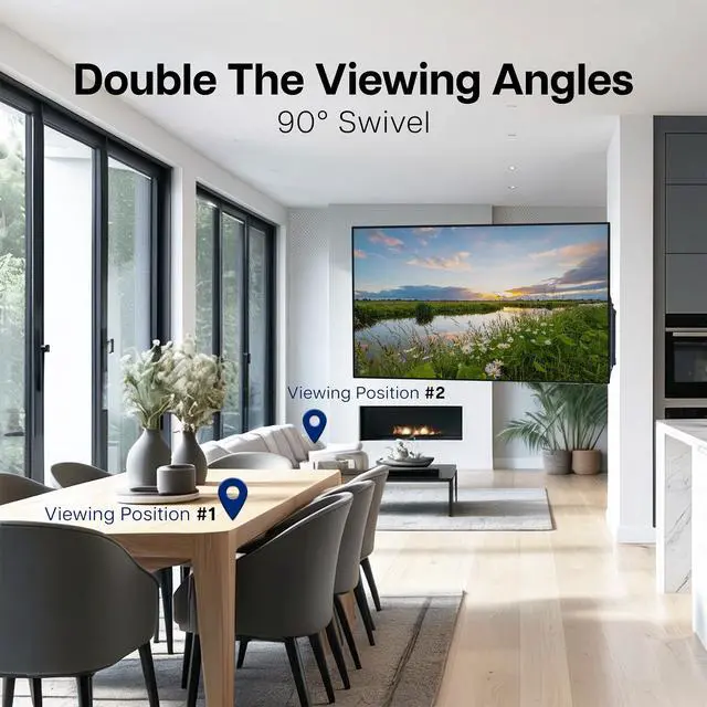 Alt view image 2 of 7 - Steel Low Profile Electric TV Wall Mount for 32 to 75 inch LCD LED Plasma Screens, Motorized Swing TV Bracket with 90 Degree Swivel, MOUNT-E-WM075