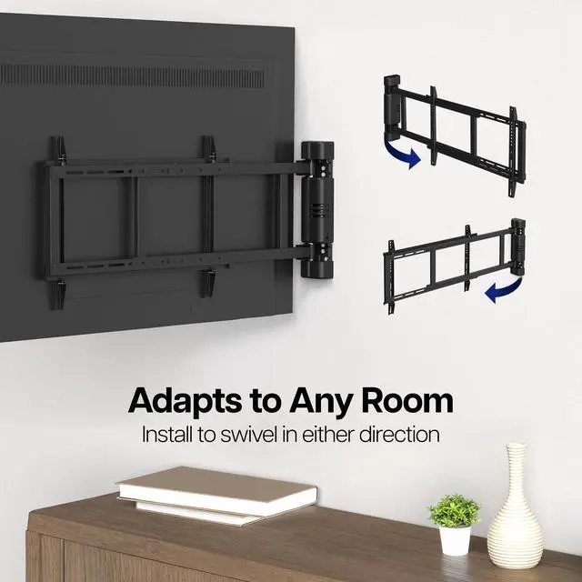 Alt view image 7 of 7 - Steel Low Profile Electric TV Wall Mount for 32 to 75 inch LCD LED Plasma Screens, Motorized Swing TV Bracket with 90 Degree Swivel, MOUNT-E-WM075