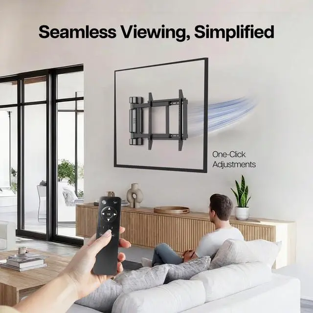 Alt view image 6 of 7 - Steel Low Profile Electric TV Wall Mount for 32 to 75 inch LCD LED Plasma Screens, Motorized Swing TV Bracket with 90 Degree Swivel, MOUNT-E-WM075