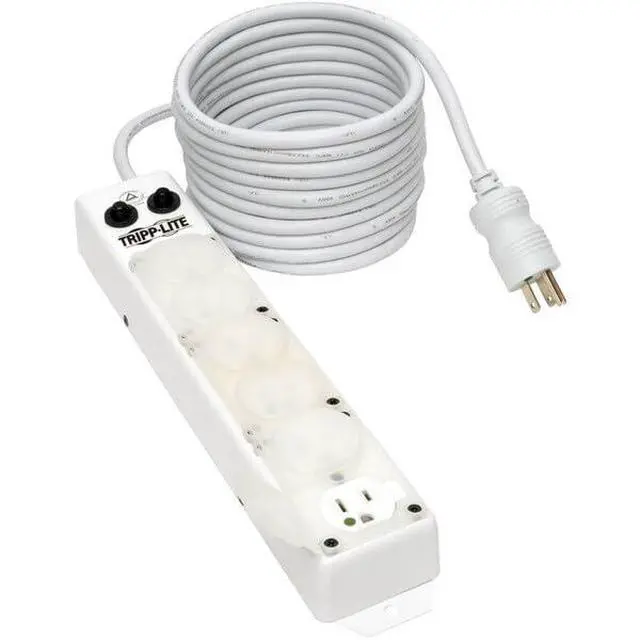 Alt view image 2 of 5 - Outlet Strip, Hospital Grade, 6 5-15R-HG, 5-15P-HG, 7 ft., White PS-607-HG-OEM - 1 Each