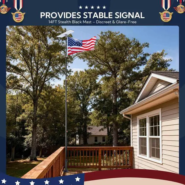 Alt view image 2 of 7 - EZ GO 14ft Starlink Gen 3 Pole and Ground Mount Kit with Deck Mount | & Starlink Standard Adapter Aluminum Telescoping Starlink Pole for Home Outdoor Backyard, Black