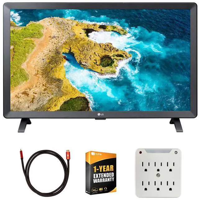 Main image of 24LQ520S-PU 24 inch Class LED HD Smart TV with webOS Bundle with Deco Gear 6FT 4K HDMI 2.0 Cable, 6-Outlet Surge Adapter with Night Light and 1 YR CPS Enhanced Protection Pack