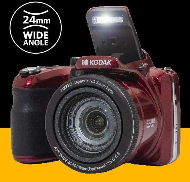 Alt view image 5 of 7 - PIXPRO AZ425 20MP Digital Camera, 42x Optical Zoom, OIS, Red | 1080p Full HD Video, 24mm Wide Angle Lens, 3 Inch LCD, Bridge Camera, Li-Ion Battery, Wildlife and Sports