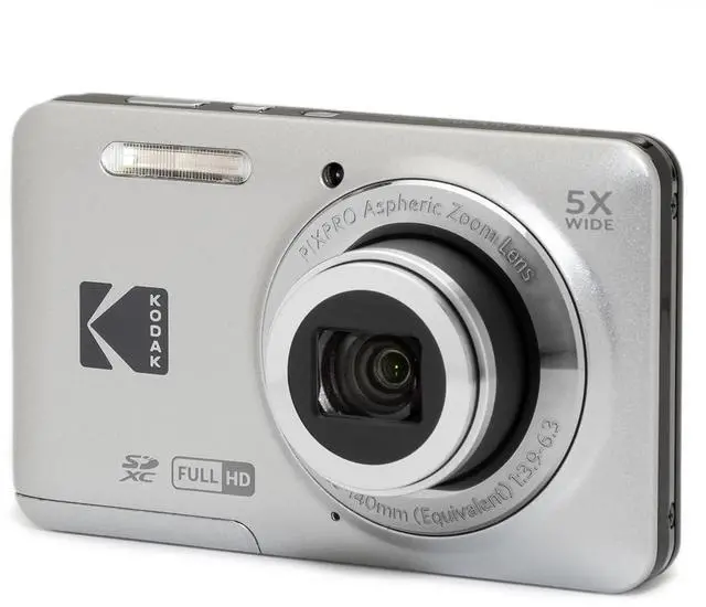 Alt view image 3 of 5 - PIXPRO FZ55 Digital Camera (Silver) | 16MP Sensor, 5X Optical Zoom, 28mm Wide-Angle Lens & Full HD Video | Great for Travel & Beginner Photography (FZ55SR) + 128GB Card + Case + Cleaning Cloth