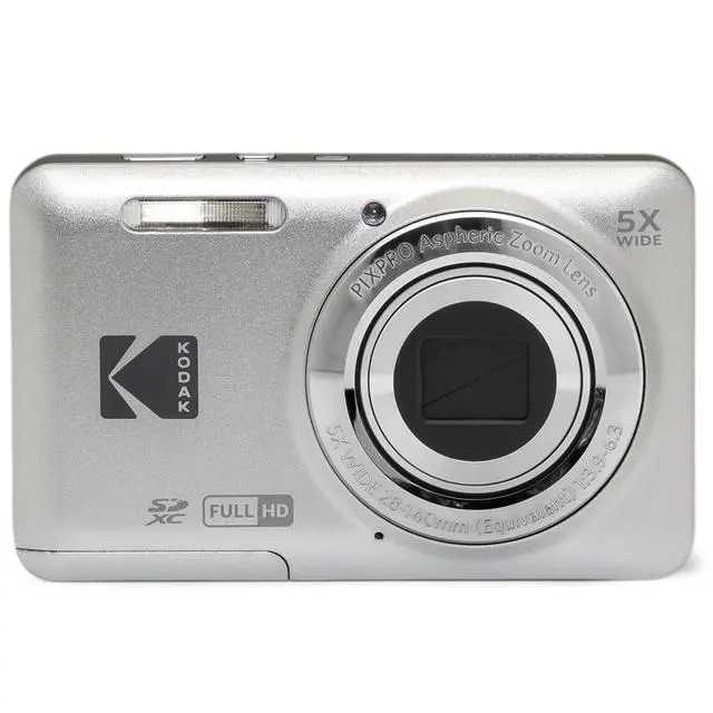 Alt view image 2 of 5 - PIXPRO FZ55 Digital Camera (Silver) | 16MP Sensor, 5X Optical Zoom, 28mm Wide-Angle Lens & Full HD Video | Great for Travel & Beginner Photography (FZ55SR) + 128GB Card + Case + Cleaning Cloth