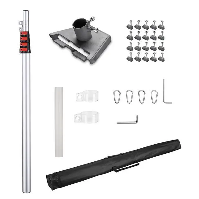 Alt view image 7 of 7 - EZ GO Starlink Gen3 Ground Pole Mount Kit with Pipe Adapter 14FT | Telescopic Starlink Aluminum Flagpole for Backyard Tailgate Outdoor RV Camping Sliver