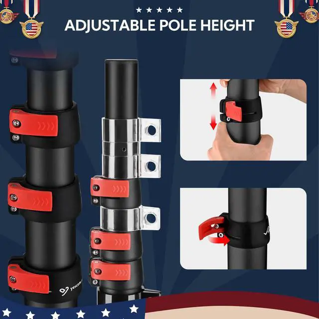 Alt view image 2 of 7 - EZ GO Starlink Gen 3 Ground Pole Mount Kit with Pipe Adapter 14FT | Telescopic Starlink Aluminum Flagpole for Backyard Tailgate Outdoor RV Camping Black