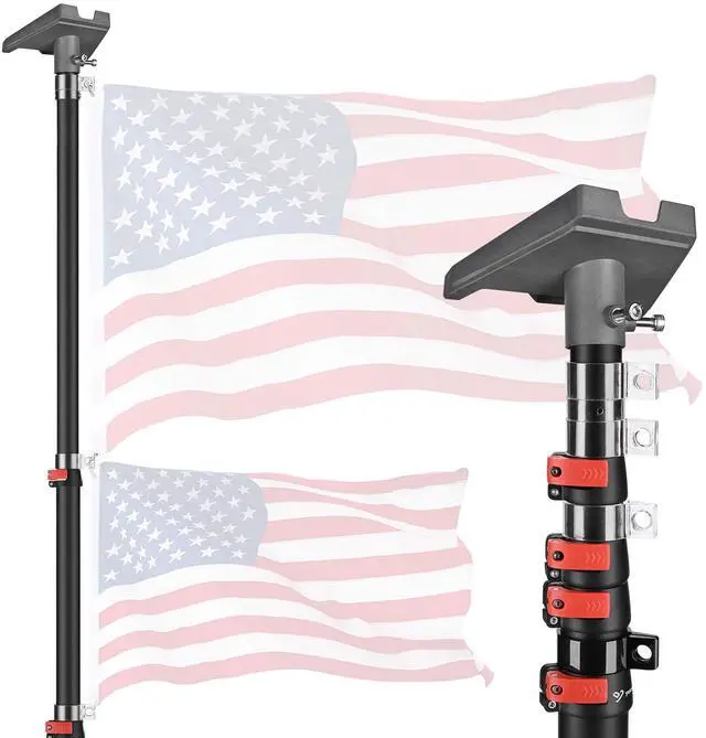 Main image of EZ GO Starlink Gen 3 Ground Pole Mount Kit with Pipe Adapter 14FT | Telescopic Starlink Aluminum Flagpole for Backyard Tailgate Outdoor RV Camping Black