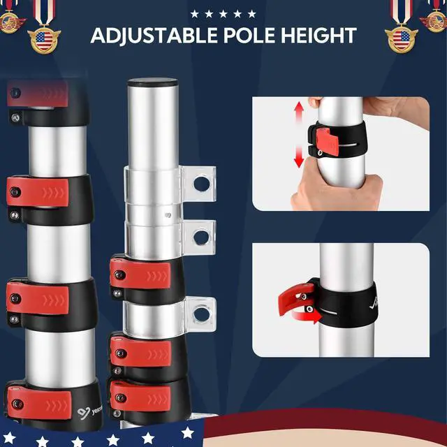 Alt view image 5 of 7 - EZ GO Starlink Gen3 Ground Pole Mount Kit with Pipe Adapter 14FT | Telescopic Starlink Aluminum Flagpole for Backyard Tailgate Outdoor RV Camping Sliver