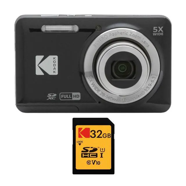 Main image of PIXPRO Friendly Zoom FZ55 Digital Camera (Black) Bundle | 32GB Class 10 UHS-I U1 SDHC Memory Card, (2 items)